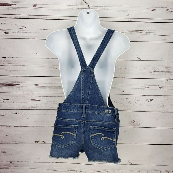 Justice Girl’s Denim Sequin American Flag Summer Shortalls Overalls Size‎ 12 - Picture 3 of 13